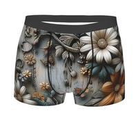 Flower Daisy And Butterfly Flowers Wood Rustic Old Uomo Pantaloncini Boxer Trunks Elasticizzati Boxer Uomo Comodi Mutande per Uomini Sportivi L