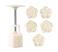Flower DIY Cookie Stamp Baking Tool - 5 Pieces Mooncake Mold | Mung Bean Cake Mould For Bakers Parents Beginners Professionals Apartment Party School Project Gathering Themed Event