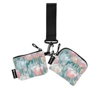 Flower Dreams, portamonete da donna, con cerniera, con cinturino da polso, per donne e ragazze, 2 pezzi, Sogni di fiori, 1 size, Art Deco