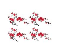 Flower Embroidery Patches, 4 Piece Plum Blossom Applique Patch Set