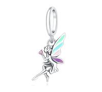 Flower Fairy Pendant Charm, 925 Sterling Silver Charm Bracelet Accessory, Compatible with Pandora Bracelet Neckalce