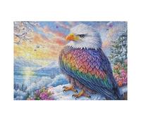Flower Field Bald Eagle Puzzle 300 Pezzi Sfida Logica Avanzata Cloud Peak Sunset Rompicapo Per Menti Brillanti Stimolo Cognitivo Esercizio Mentale Regalo Per Laurea 300 PCS