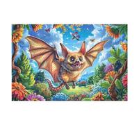 Flower Field Bat Puzzle 1000 Pezzi Colorato Rompicapo Night Forest Bloom Sfida Impossibile Per Amanti Del Puzzle Adulti Rilassamento Pressione Ridotta Idea Regalo Per Lui 1000 PCS