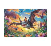 Flower Field Bat Puzzle 1000 Pezzi Per Adulti Night Forest Moon in Cartone Rigido 3D Panoramico Per Viaggi E Vacanze Miglioramento Concentrazione Edizione Esclusiva Qualità 1000 PCS