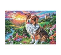 Flower Field Border Collie Puzzle 1000 Pezzi Per Lui Amici E Colleghi Rompicapo Sfida Impossibile Giochi Da Tavolo Serate in Gruppo Regalo Natale 2025 1000 PCS