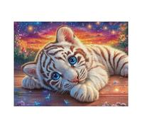 Flower Field Lying Tiger Cub Rompicapo 500 Pezzi Per Bambini E Genitori Cute Pets Warm The Heart Cartone Spesso Sicuro Difficoltà Bassa Per Svago Familiare Con Poster Incluso Qualità Garantita 500 PC