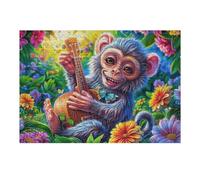 Flower Field Monkey Rompicapo 300 Pezzi Per Festa Della Repubblica Cartone Rigido Paesaggi Italiani Primate Bloom Fruit Per Decorazione Murale Da Passatempo Edizione Limitata 300 PCS