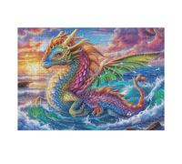 Flower Field Oriental Dragon Puzzle 300 Pezzi Sfida Creativa Adulti E Ragazzi Cute Pets Warm The Heart Rompicapo Educativo Rilassamento Pressione Ridotta Idea Regalo Amici E Cugini 300 PCS