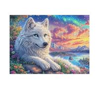 Flower Field White Wolf Puzzle 500 Pezzi Per Regalo Di Laurea Cartone Di Alta Qualità Per Studenti Frost Pines Flora Per Decorazione Ufficio Stampa Ad Alta Definizione Qualità Premium 500 PCS