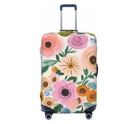 Flower Garden - Copertura elastica per valigia, da viaggio, antigraffio, con stampa, Nero , L