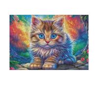 Flower Garden Tabby Cat Puzzle 300 Pezzi Serate In Casa Con Amici Happy Time Giochi Da Tavolo Per Gruppo Divertimento E Convivialità Regalo Per Amici E Parenti 300 PCS