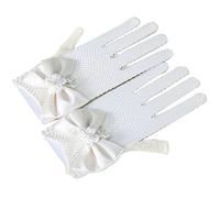 Flower Girl Girls Lace Short Mesh Gloves for Wedding (White)