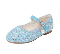 Flower Girls Dress Shoes Toddler Kids Wedding Heel Shoes Glitter Flat Shoes Sandale, Blu, 25.5 EU