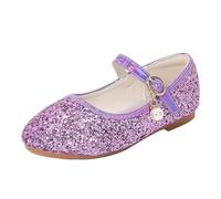 Flower Girls Dress Shoes Toddler Kids Wedding Heel Shoes Glitter Flat Shoes Sandale, Lilla, 25.5 EU