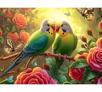Flower Green Parrot Couple Rompicapo 500 Pezzi Per Bambini E Genitori Wildlife Cartone Spesso Sicuro Difficoltà Bassa Per Svago Familiare Con Poster Incluso Qualità Garantita 500 PCS/52×38cm