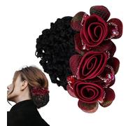 Flower Hair Bun Holder, Bun Holder Cover, 3.15x3.15x1.97inch Size, Floral Clip, Easy to Use and Stable Hold, Ideal Choice for Bank Clerks Waiters, Cloth Material
