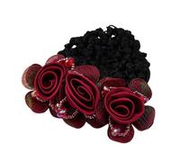 Flower Hair Bun Holder Covers, Snood Hairnet with Flowers, Elegant Hair Accessories for Women, Clip Decorative per Bank Clerks, Waiters and Professional Uniform Styles