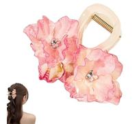 Flower Hair Claw Clip, Fashion Simulated Flower Hair Claw Clips, Rhinestone Camellia Claw Clip, Spring Summer Hair Accessories for Women Girl Holiday Gifts (C)
