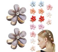 Flower Hair Clips, non slip jaw, clip con strass Small Strong Grip, Cute Catch 16 x Pack, Elegant Hair Accessories for Women and Girls, Perfect for Long Styling