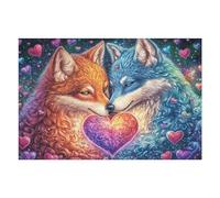 Flower Heart Wolf & Fox Puzzle 1000 Pezzi Multicolore Paesaggi Italiani Classici Per Adulti Rompicapo Collezione Idea Regalo Natale Per Lui E Nonno 1000 PCS
