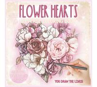 Flower Hearts Reverse Coloring Book: You Draw The Lines, A Relaxing and Mindful Activity, Heart and Flower Designs for Ink Tracing and Doodling, Valentine's Day Gift, Mother's Day Gift