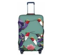 Flower Hummingbirds Embroidery stampa Trolley valigia copertura protettiva, tessuto ad alta elasticità, copertura valigia trolley, bianco, Large