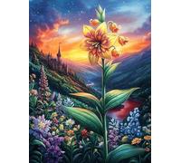 Flower in A Mountain Valley at Sunset Puzzle 1000 Pezzi Idea Regalo Compleanno Originale Science Fiction Magical Dream Rompicapo Premium Rilassamento E Divertimento Regalo Per Tutti 1000 PCS
