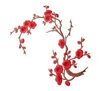 Flower Iron On Patches - Decorative Embroidered Plum Blossom Applique