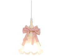 Flower Light Pink Bow Mid Century Milk Glass Pendant Lighting Fixture Small Nordic Hanging Lamp Girls Chandelier for Bedroom Room Nursery Bedside