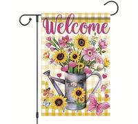 Flower Mason Jar Flag Robuste Bandiera Da Giardino Doppia Faccia Bandiere Verticale Per Feste Prato Interno 30X45Cm