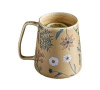 Flower Mug, Ceramic Cup, Novelty Drinkware, 710ml Hand Painted Design, Latte Milk Juice Beer, Fun Beverage Holder for Dining Room Study Teachers Students and Movie Nights