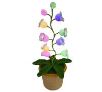 Flower Night Light, Artificial Lily Lamp, 4.53x4.53x14.96 Inches Crochet Bedside Lantern, Rechargeable Decorative Accent with Soft Glow, Ambient Lighting for Nursery Home Party Desktop Bedroom Cafe