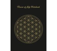 Flower of Life Notebook A5 100 Pages: Sacred Geometry Lined Journal 7mm | Spiritual Diary Glossy Gold Black | Lightworker Gift Notepad