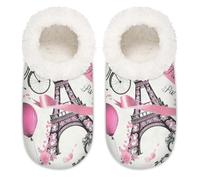 Flower Paris House Pantofole per donne e uomini, Torre Eiffel di Parigi, in memory foam, antiscivolo, Multi, 37.5/38.5 EU