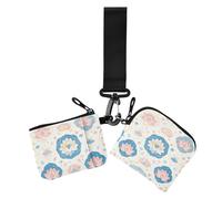 Flower Pastel Summer - Portafogli doppi da donna per biglietti da visita, organizer per denaro di grande capacità, con cinturino da polso, per donna, confezione da 2, estate pastello fiore, 1 size