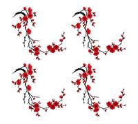 Flower Patches Iron On - 4 Piece Floral Embroidered Appliques For Clothing