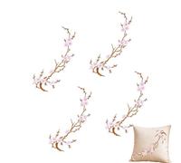 Flower Patches Iron On, 4 Piece Floral Embroidery Flower Patch Stickers