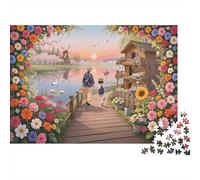 Flower Path Puzzle per Adulti 1000 Pezzi Riciclabile Lakeside House Senior Puzzles Difficile e Impossibile Challenging Allevia la Demenza Senile Activity 38x26cm/1000pcs