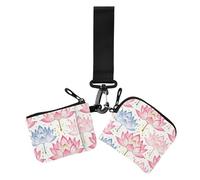 Flower Peach Summer Boho - Porta carte da donna, porta carte di credito, sottile, portatile, con tasca con cerniera, per lavoro, viaggi, confezione da 2, fiore pesca estate boho, 1 size, Casual
