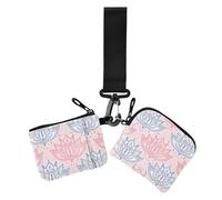 Flower Peach Summer Boho - Portafogli doppi da donna, per biglietti da visita, sottili, staccabili, con tasca portamonete con cerniera, per lavoro, viaggi, confezione da 2, fiore pesca estate boho, 1