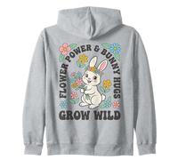 Flower Power Bunny Hugs Grow Wild, Simpatico Coniglietto Pasquale Floreale Felpa con Cappuccio