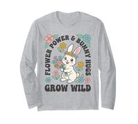 Flower Power Bunny Hugs Grow Wild, Simpatico Coniglietto Pasquale Floreale Maglia a Manica