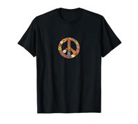 Flower Power Peace Sign Floral Boho Hippie Design Maglietta