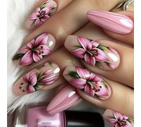 Flower Press On Nails 24pcs False Set Coperchi Completi Fashion Art For Home Office Party Flower Press Nail