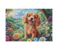 Flower Sea Cute Cocker Spaniel Puzzle 300 Pezzi Difficile Rompicapo Adulti Sfida Per Amanti Del Puzzle Rilassamento Pressione Ridotta Dopo Il Lavoro Regalo Amici 300 PCS