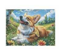 Flower Sea Cute Corgi Rompicapo 500 Pezzi Per Regalo Di Battesimo Cartone Spesso Per Bambini Tema Baby Per Attività Educativa Con Confezione Regalo Da Passatempo 500 PCS/52×38cm