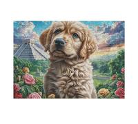 Flower Sea Cute Golden Retriever Puzzle 300 Pezzi Rompicapo Per Coppie Innamorate Splendid Celestial Critters Attività Condivisa Rilassamento E Complicità Regalo Per San Valentino 300 PCS