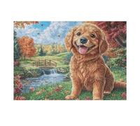 Flower Sea Cute Golden Retriever Rompicapo 300 Pezzi Per Regalo Di Battesimo Cartone Spesso Per Bambini Animal Pet Doll Tema Baby Per Attività Educativa Con Confezione Regalo Da Passatempo 300 PCS