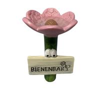Flower-Shaped Bee Watering Station With Stand For Garden | 4.3x2.6 Inch Resin Pollinator Drinking Cup | Feeder Butterfly Hydration Decor | Outdoor Patio Yard Water Dish