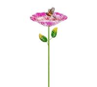 Flower Shaped Bird Bath Metal Garden Bowl Feeder With Stake